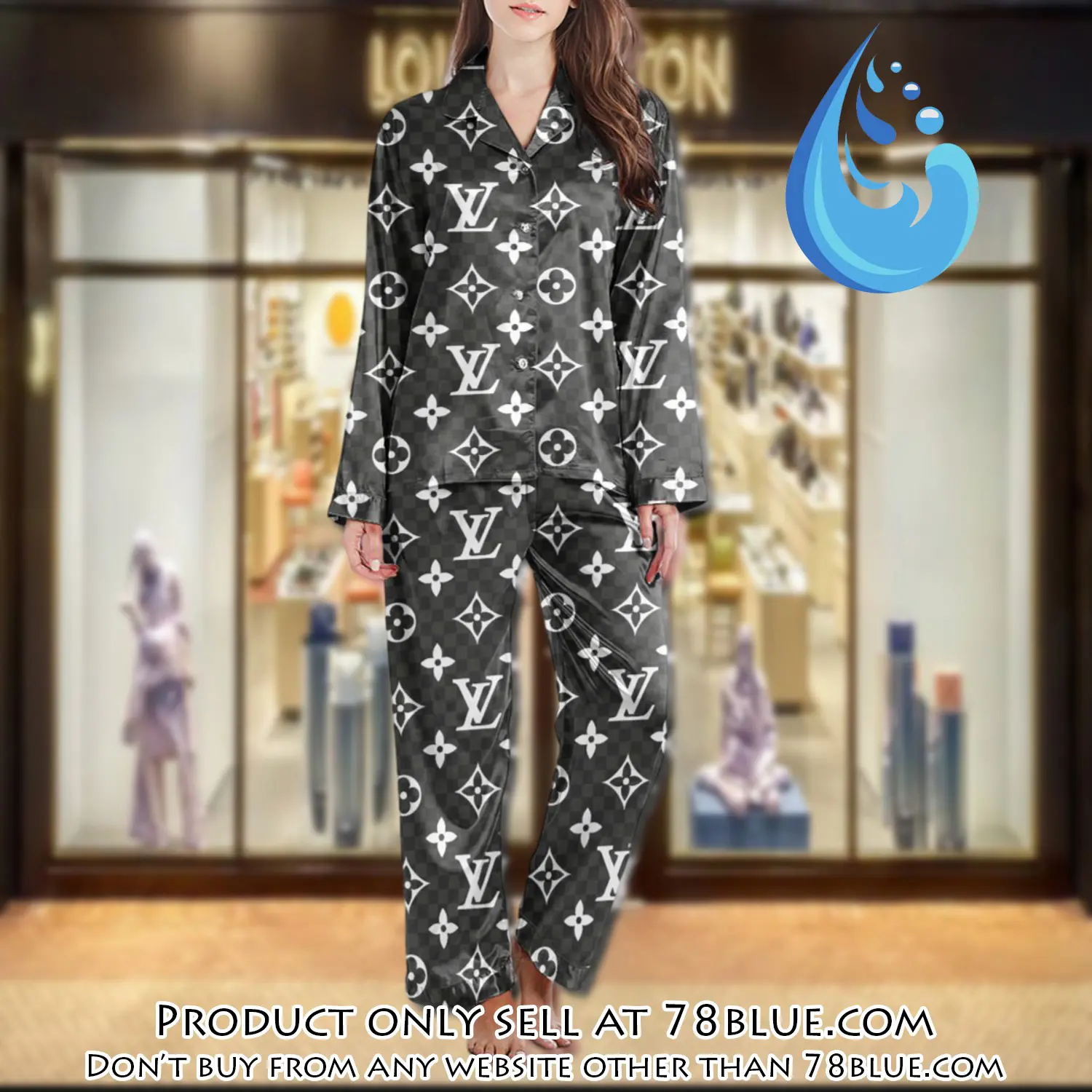 Lv monogram long satin pajama set pjs1005 78b2024054